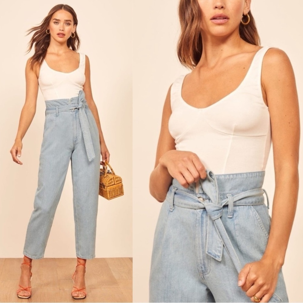 Reformation Light Blue Paperbag Jeans